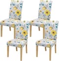Miniatyrbild 1 av 5: Matstolar, blommigt elastiskt stolsöverdrag, avtagbart tvättbart stolsöverdrag (4-pack)