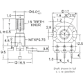 Miniatyrbild 3 av 5: B10K B100K B5K B50K B2K B20K Ohm räfflad axel linjär roterande avsmalnande potentiometer för Arduino