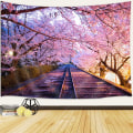 Miniatyrbild 3 av 3: Sakura Gobeläng, Rosa Sakura Gobeläng Natur Träd Vägg Gobeläng Vår Solnedgång Landskap Gobeläng Sovrum Vacker (60X40 tum)