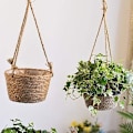 Miniatyrbild 4 av 5: Hängande blomkruka, blomkorg i jute, korg i rotting, blomkruka, kaffe coffee