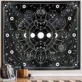 Miniatyrbild 1 av 5: Svart och vit horoskopväv, astrologisk, häxig och estetiskt intressant gobeläng för tonårsflickans sovrum, 51x59 tum