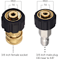 Miniatyrbild 2 av 4: Adapterset för högtryckstvättsslang, M22 till 3/8 snabbkoppling för högtryckstvättareslang, 5000 PSI
