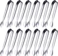 12 stycken sockertång istång i rostfritt stål mini serveringstång (silver, 4,3 tum) Silver