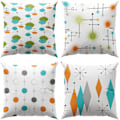 Miniatyrbild 1 av 5: 4 st kuddfodral modern inredning atomstjärnor kuddfodral retro prydnadskuddfodral teal orange för soffa säng 18x18 tum