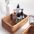 Miniatyrbild 3 av 5: Förvaringskorgar, rektangulär korg i rotting, vävd organiseringskorg (medium) m