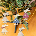 Miniatyrbild 3 av 4: 4 st påskkanin i trä hängande prydnader - kaninformad DIY hantverkstillbehör, dekorationer present träskivor