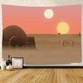 Miniatyrbild 1 av 5: Suns Planet Gobeläng, 80x60 tum, Öken Globus Tatooine Väggbonad Gobelänger för Vardagsrum Sovrum Heminredning