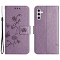 Pikkukuva 1 / 5: Perhoskuvioitu nahkakotelo Samsung Galaxy A35 - Lila