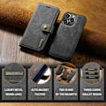 Miniatyrbillede 4 af 10: DG.MING 2-i-1 Magnet Pung iPhone 15 Pro Max Brun