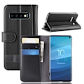 Miniatyrbillede 1 af 5: Ægte Læderetui Samsung Galaxy S10 Sort