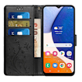 Pikkukuva 2 / 7: Perhoskuvioitu nahkakotelo Samsung Galaxy A54:lle, musta