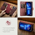Miniatyrbild 9 av 10: DG.MING 2-in-1 Magnet Wallet iPhone 14 Pro Max Red