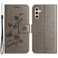 Pikkukuva 1 / 6: Perhoskuvioinen nahkakotelo Samsung Galaxy A15:lle, harmaa