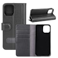 Miniatyrbillede 1 af 6: Ægte Læderetui iPhone 12 Mini Sort