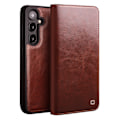 Miniatyrbillede 1 af 5: Qialino Læder Pung Etui Samsung Galaxy S25 Brun