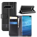 Miniatyrbillede 1 af 5: Ægte læderetui Samsung Galaxy S10 Plus Sort