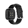 Miniatyrbillede 2 af 5: Ægte læderrem til Fitbit Versa 3/Sense - Sort