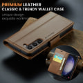 Pikkukuva 8 / 10: CaseMe Slim Lompakkokotelo RFID-suojalla Samsung Galaxy S24 Plus Ruskea