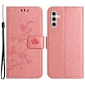 Pikkukuva 1 / 6: Perhoskuvioinen nahkakotelo Samsung Galaxy A15:lle, vaaleanpunainen