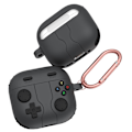 Miniatyrbillede 1 af 8: Silikonskal Med Karabinhage Apple AirPods 4 Gamepad Mørkegrå