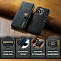 Miniatyrbillede 10 af 10: DG.MING 2-i-1 Magnet Pung iPhone 14 Sort
