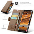Miniatyrbillede 6 af 10: CaseMe Slim Wallet Case RFID-beskyttelse Samsung Galaxy S25 Ultra Brun