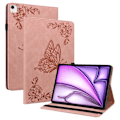 Miniatyrbillede 1 af 6: Læderetui iPad Air 11 6. generation (2024) Sommerfugle Rosa