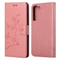 Pikkukuva 4 / 4: Perhoskuvioitu nahkakotelo Galaxy S22 Plus - Pinkki