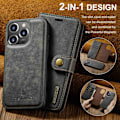 Miniatyrbillede 6 af 10: DG.MING 2-i-1 Magnet Pung iPhone 15 Pro Max Brun