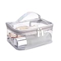 Miniatyrbillede 1 af 5: Gennemsigtig PVC Makeup Taske Bærbar Vandtæt Toilettaske Stor Kapacitet Lynlås Kosmetik Taske DB Silver Single Layer