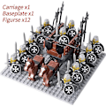 Miniatyrbillede 1 af 5: Mini actionfigurer af middelalderlige riddere, byggeklodser, romersk vogn, karet, soldat, krigshest, klodser, legetøj til børn, gave Db Set 45