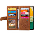 Miniatyrbillede 2 af 5: Til Samsung Galaxy A26 5G Etui PU Læder Telefon Cover med Lynlås Pung 9 Kort Slots - Sort [db] Multicolor Brown
