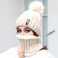 Miniatyrbillede 2 af 5: 2 stk. Damer Vinter Strikket Beanie Hat med Pom Pom og Fleeceforet Halsvarmer Sæt - Perfekt til Jul Begivenheder db Gray One Size Fits All