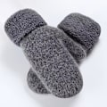 Miniatyrbilde 2 av 5: Vinterhansker for kvinner - Ensfarget, alle fingre, tykke og varme, berøringsfølsomme, høst og vinter, kuldebestandige votter for kvinner, kaldt vær Light Gray