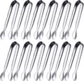 12 Sockertänger Istänger Mini Serveringstänger i Rostfritt Stål (silver, 10,9 cm)-MXBC [DB] silver