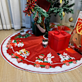 Miniatyrbild 1 av 5: Julgransskjort - Tomte - Festlig Juldekoration, Polyester, Perfekt för Hem & Fest Red 100cm*100cm/1pcs