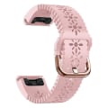 Miniatyrbillede 1 af 4: Til Garmin Fenix 7s / 6s Pro / 5s Plus / Instinct 2s Udhullet Blomstermønster Silikone Urrem Justerbar Hurtigudløser Blød Rem Udskiftning DB Pink