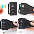 Miniatyrbild 2 av 5: Universal 3-i-1 stans/standard SIM/micro SIM/nano SIM-kortklippare för alla SIM-kort från smartphones/surfplattor inklusive SIM-adapter [DB]