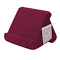 Miniatyrbilde 1 av 5: Myk pute-støtte for nettbrett, justerbar vinkel iPad-stativ med nettlomme [DB] Red Wine