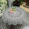 Miniatyrbild 1 av 5: Rund Bomulls Handvirkad Hålborstad Duk Bröllop Matbord Duköverdrag_h db 80cm White