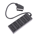 Miniatyrbild 2 av 5: 21-stifts Scart 5-vägsdelare 21p Scart hane till 5 honadapterkontakt 5-vägs Scart en delare Int [DB] Black