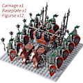 Miniatyrbillede 1 af 5: Mini actionfigurer af middelalderlige riddere, byggeklodser, romersk vogn, karet, soldat, krigshest, klodser, legetøj til børn, gave Db Set 23