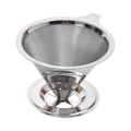 Miniatyrbillede 1 af 5: Kaffefilter Rustfrit Stål Hæld Over Kaffedrypper Genanvendeligt Papirløst Kaffekeglefilter til Hjemmet Jikaix [db] Silver