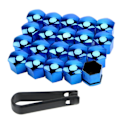 Pikkukuva 1 / 3: 20 kpl Auton Pyöränmutterin Suojuksia Irrotustyökalulla Ruosteenesto Auton Navan Ruuvin Suojus Sopii Kaikenlaisiin Autoihin [db] Blue 17mm