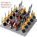 Miniatyrbillede 1 af 5: Mini actionfigurer af middelalderlige riddere, byggeklodser, romersk stridsvogn, vogn, soldat, krigshest, klodser, legetøj til børn, gave Db Set 22