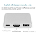 Pikkukuva 2 / 5: Type-c - Usb-c 4k Hdmi Usb 3.0 3 in 1 -hubisovitinjohto Apple Macille [DB]