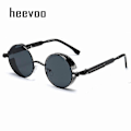 Pikkukuva 1 / 5: Metalliset Steampunk-aurinkolasit Miehet Naiset Muoti Pyöreät Lasit Merkki Suunnittelija Vintage Aurinkolasit Korkealaatuiset Oculos De Sol 2023 [db] Black Gray 1 pcs