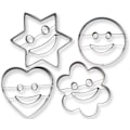 Miniatyrbillede 4 af 5: 4 kageform, smile-kiksforme, chips til sjov bagværk, emoji-smiley, hjerte, stjerne, blomst{DB}