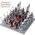 Miniatyrbillede 1 af 5: Middelalderlige riddere mini actionfigurer byggeklodser romersk vogn vogn soldat krigshest mursten legetøj til børn gave Db Set 25