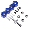 Miniatyrbild 3 av 5: Metall 12mm Hex Hjulnav Adapter M4 Flänsad Låsmutter Korsnyckel för Traxxas 1/10 Slash 4x4 VXL 2WD Rustler RC Bil [db] dark blue